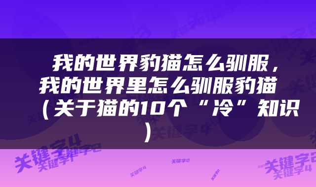  我的世界豹猫怎么驯服，我的世界里怎么驯服豹猫（关于猫的10个“冷”知识） 