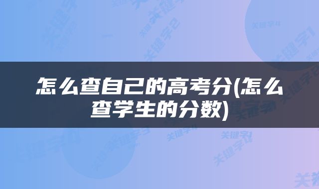 怎么查自己的高考分(怎么查学生的分数)