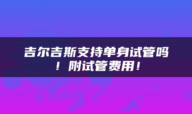 吉尔吉斯支持单身试管吗！附试管费用！