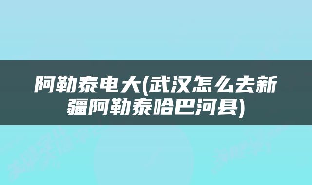 阿勒泰电大(武汉怎么去新疆阿勒泰哈巴河县)