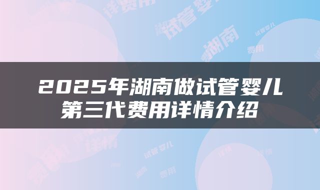 2025年湖南做试管婴儿第三代费用详情介绍