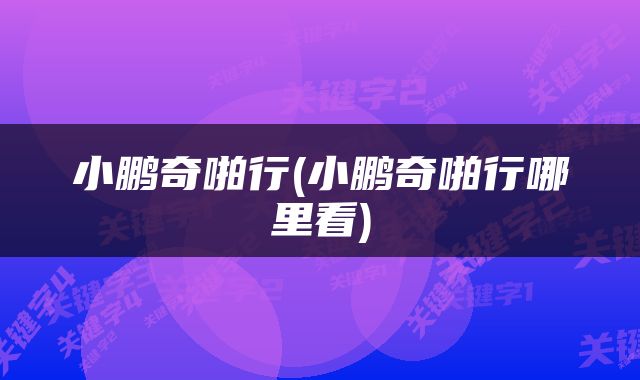 小鹏奇啪行(小鹏奇啪行哪里看)