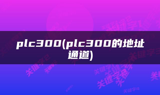 plc300(plc300的地址通道)