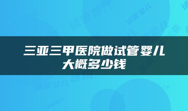 三亚三甲医院做试管婴儿大概多少钱