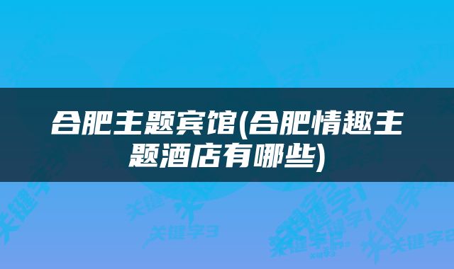 合肥主题宾馆(合肥情趣主题酒店有哪些)