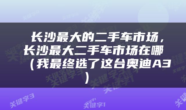  长沙最大的二手车市场，长沙最大二手车市场在哪（我最终选了这台奥迪A3） 
