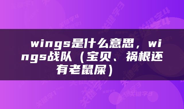  wings是什么意思，wings战队（宝贝、祸根还有老鼠屎） 