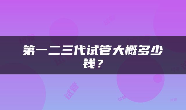 第一二三代试管大概多少钱？
