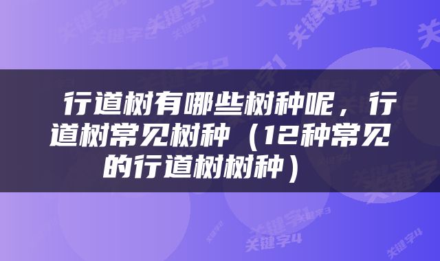  行道树有哪些树种呢，行道树常见树种（12种常见的行道树树种） 