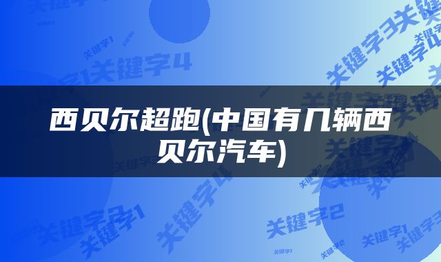 西贝尔超跑(中国有几辆西贝尔汽车)
