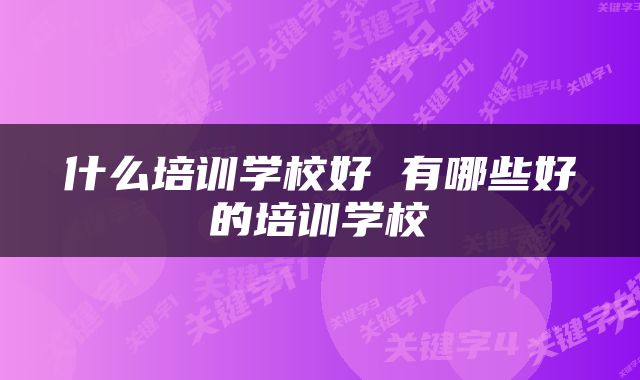 什么培训学校好 有哪些好的培训学校