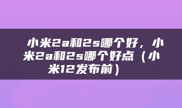  小米2a和2s哪个好，小米2a和2s哪个好点（小米12发布前） 