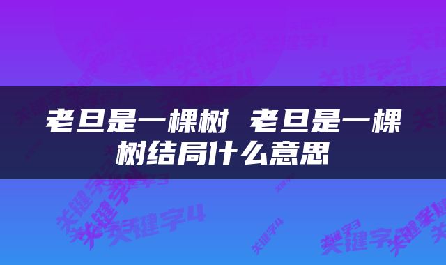 老旦是一棵树 老旦是一棵树结局什么意思