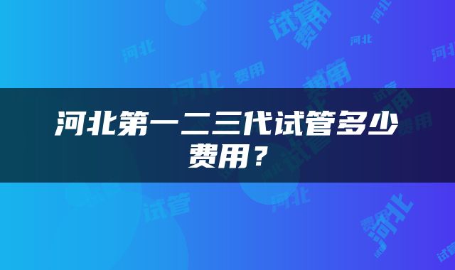 河北第一二三代试管多少费用？