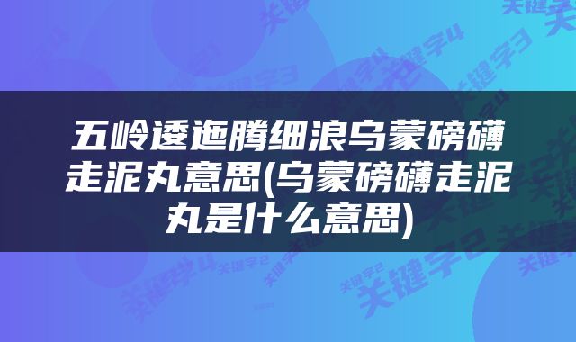 五岭逶迤腾细浪乌蒙磅礴走泥丸意思(乌蒙磅礴走泥丸是什么意思)