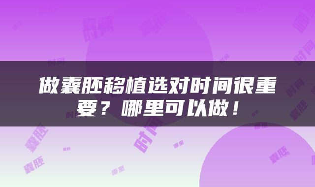 做囊胚移植选对时间很重要？哪里可以做！