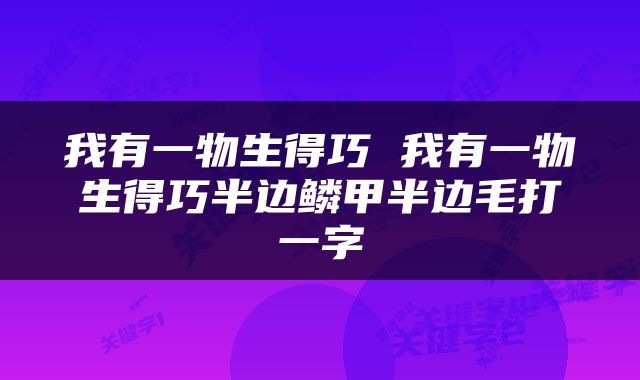 我有一物生得巧 我有一物生得巧半边鳞甲半边毛打一字