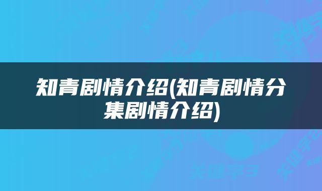 知青剧情介绍(知青剧情分集剧情介绍)