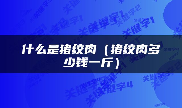什么是猪绞肉（猪绞肉多少钱一斤）