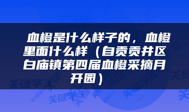  血橙是什么样子的，血橙里面什么样（自贡贡井区白庙镇第四届血橙采摘月开园） 