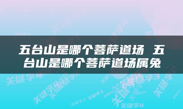 五台山是哪个菩萨道场 五台山是哪个菩萨道场属兔