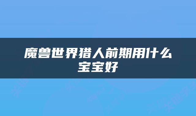 魔兽世界猎人前期用什么宝宝好