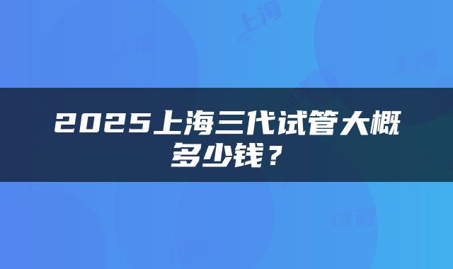2025上海三代试管大概多少钱？