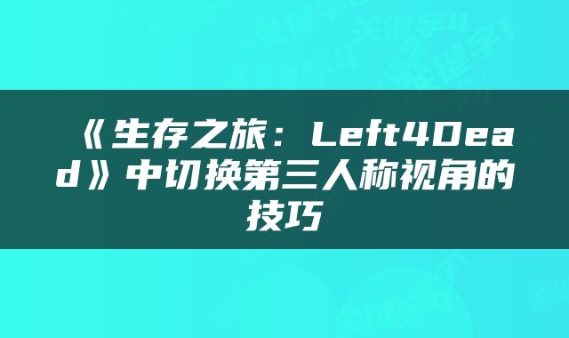 《生存之旅：Left4Dead》中切换第三人称视角的技巧