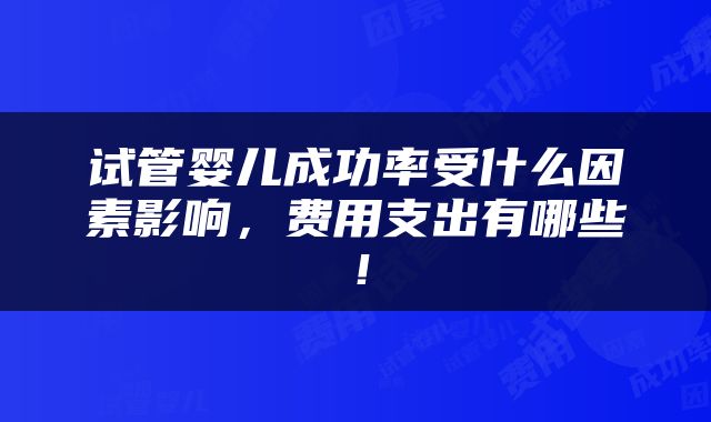 试管婴儿成功率受什么因素影响，费用支出有哪些！