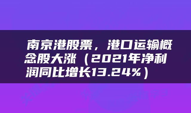  南京港股票，港口运输概念股大涨（2021年净利润同比增长13.24%） 