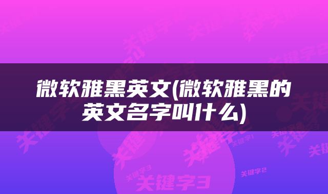 微软雅黑英文(微软雅黑的英文名字叫什么)