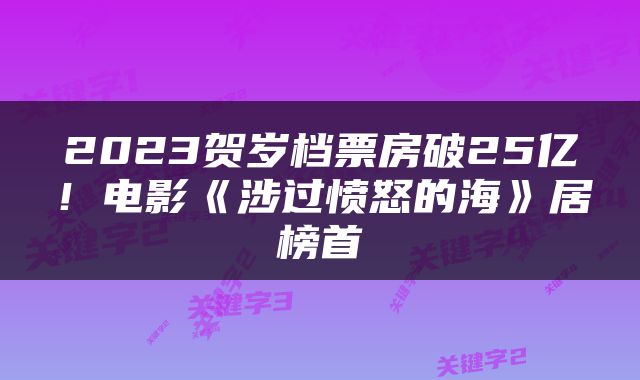 2023贺岁档票房破25亿！电影《涉过愤怒的海》居榜首