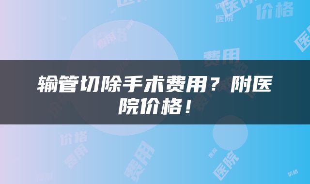 输管切除手术费用？附医院价格！