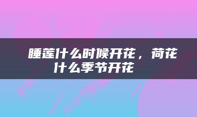  睡莲什么时候开花，荷花什么季节开花 
