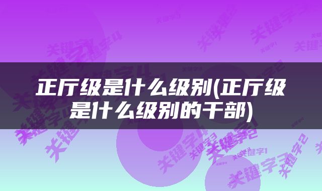 正厅级是什么级别(正厅级是什么级别的干部)
