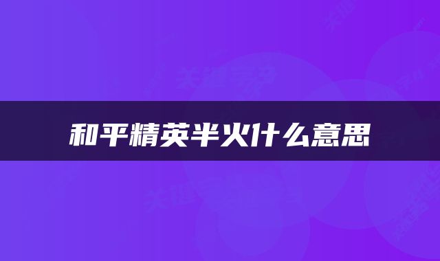 和平精英半火什么意思