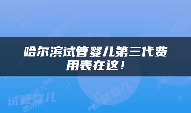 哈尔滨试管婴儿第三代费用表在这！