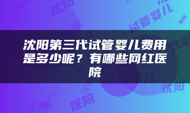 沈阳第三代试管婴儿费用是多少呢？有哪些网红医院