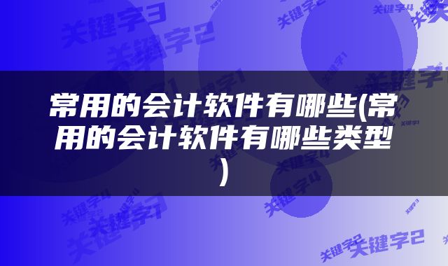 常用的会计软件有哪些(常用的会计软件有哪些类型)