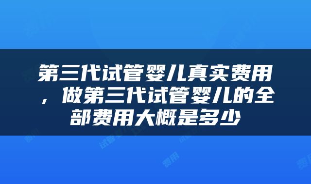 第三代试管婴儿真实费用，做第三代试管婴儿的全部费用大概是多少