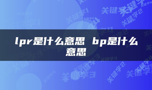 lpr是什么意思 bp是什么意思