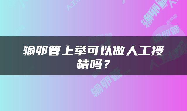 输卵管上举可以做人工授精吗？
