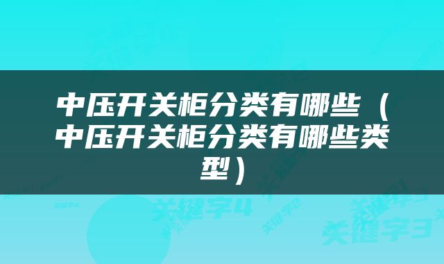 中压开关柜分类有哪些（中压开关柜分类有哪些类型）