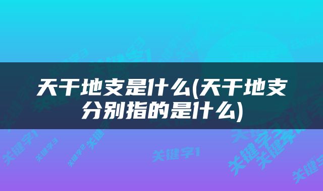天干地支是什么(天干地支分别指的是什么)