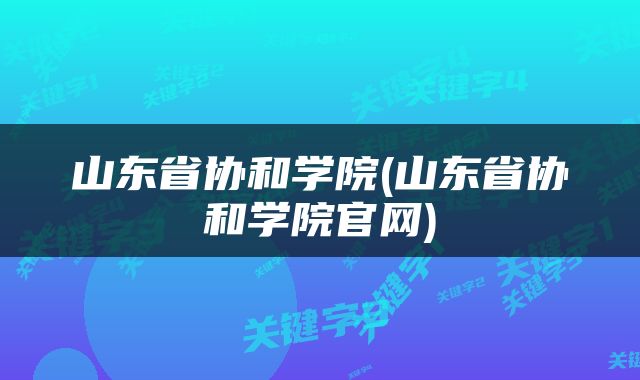 山东省协和学院(山东省协和学院官网)