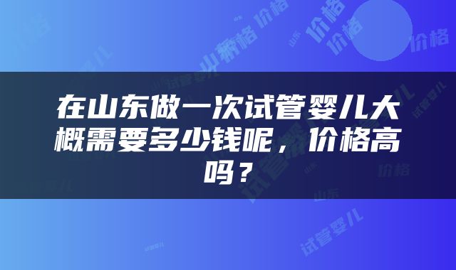 在山东做一次试管婴儿大概需要多少钱呢，价格高吗？