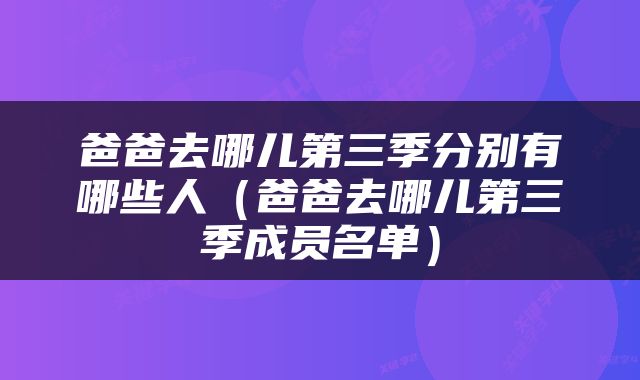 爸爸去哪儿第三季分别有哪些人（爸爸去哪儿第三季成员名单）