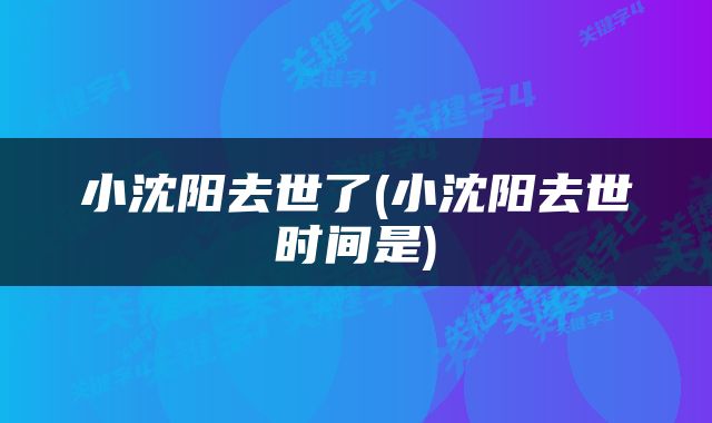 小沈阳去世了(小沈阳去世时间是)