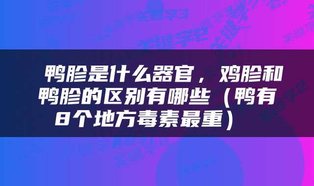  鸭胗是什么器官，鸡胗和鸭胗的区别有哪些（鸭有8个地方毒素最重） 
