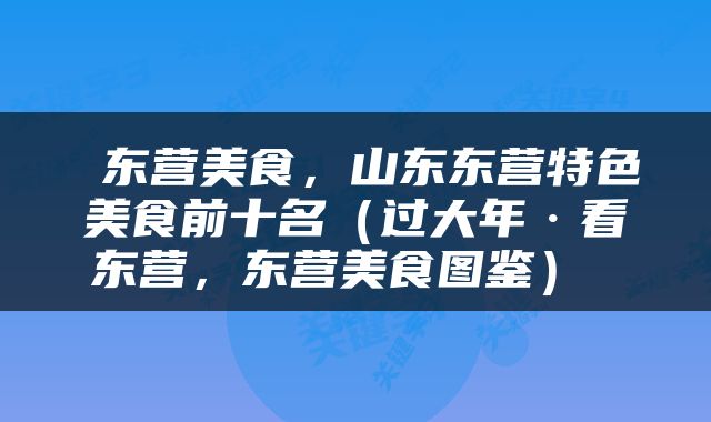  东营美食，山东东营特色美食前十名（过大年·看东营，东营美食图鉴） 